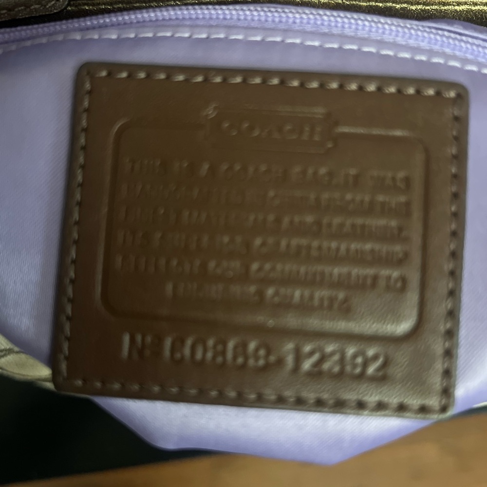 Coach Bleeker Signature Buckle Flap Gold Metallic and Brown Signature Bag - Picture 4 of 15